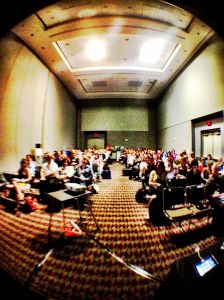 Audience at FETC 2012 iPad presentation, before the lights went out.