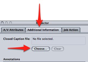 Select Choose from the Additional Information tab in the Inspector 