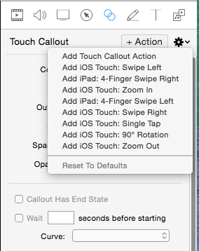 Touch callouts menu in Screenflow.