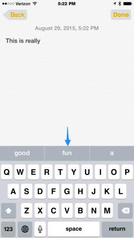 QuickType bar in iOS onscreen keyboard