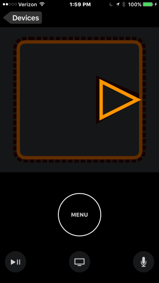 Apple TV Remote app with Switch Control turned on, showing direction arrows in gesture area.